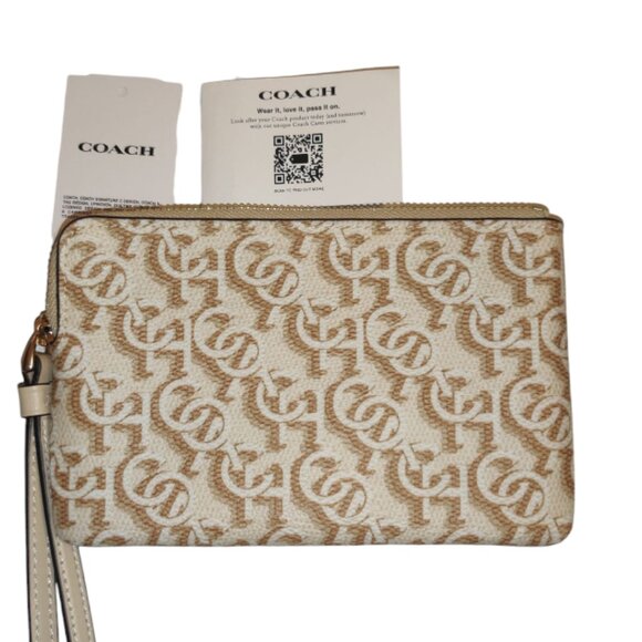 Coach Corner Zip Around Wristlet with Signature Monogram Print - Picture 4 of 5